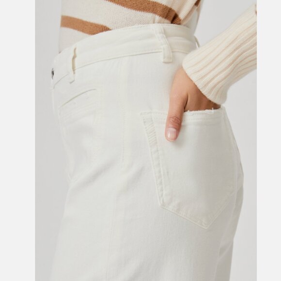 Paige Harper High Waist Wide Flared Leg Ankle Vintage Distressed White Jeans 32W - Picture 10 of 16